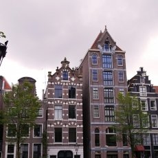 Façades on a cloudy background
