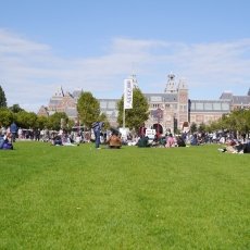 Sitting on the grass at Museumplein