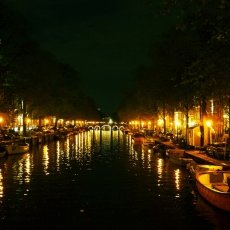 Amsterdam canals at night
