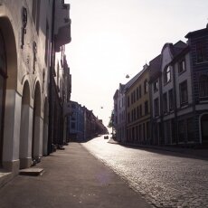 Street at sunset