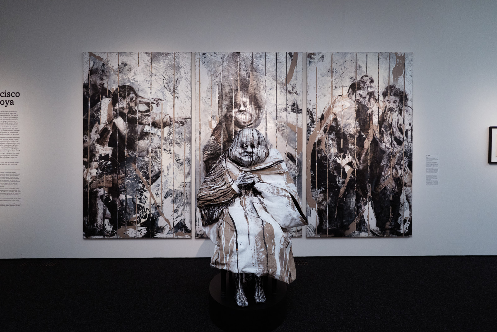 Lita Cabellut x Goya exhibition at Museum JAN, with a triptych and sculpture
