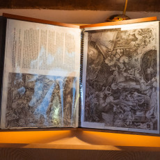 Old witchcraft engravings in a book at the Heksenwaag