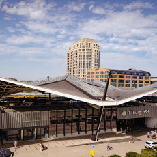 The folded canopy roof of Tilburg railway station