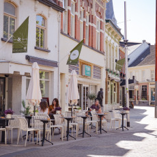 Cafe terraces on a Tilburg shopping street
