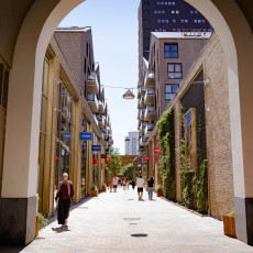 An archway into a new shopping street in Tilburg