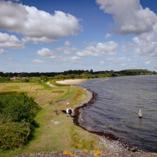 Shoreline and small beach along the Veerse Meer at Veere