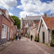 Brick street leading towards the Grote Kerk in Veere