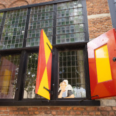 Leaded windows and painted shutters of the Schotse Huizen, Veere