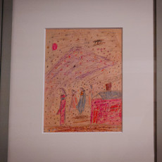 An early Kusama drawing on paper, with the dots and patterns already appearing