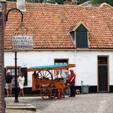 Barrel organ outside a party-goods shop in the Zuiderzeemuseum open-air village