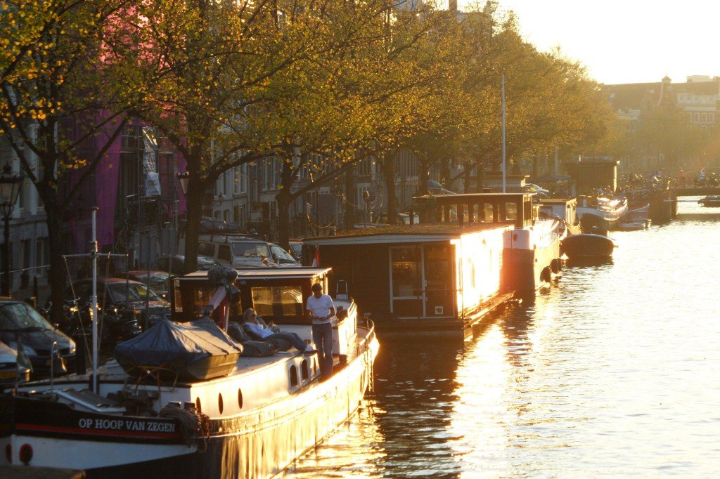 Couple on a boat at sunset