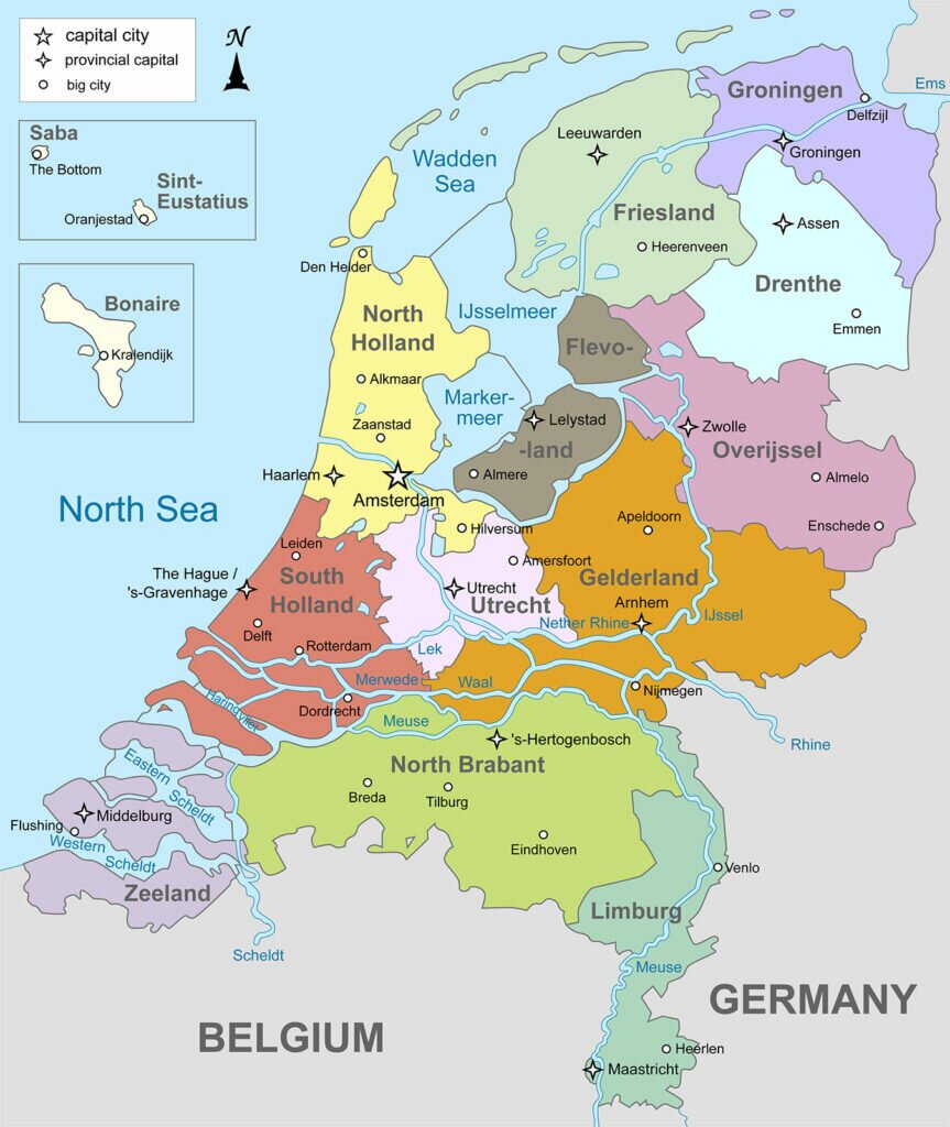 Map provinces Netherlands