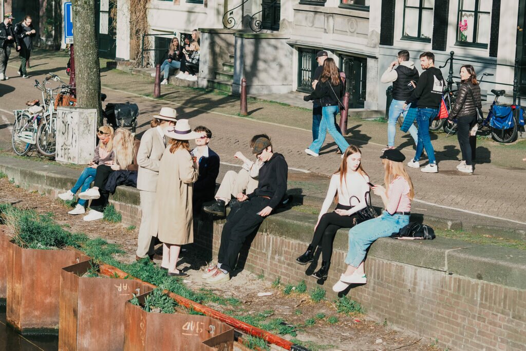 People enjoying Amsterdam