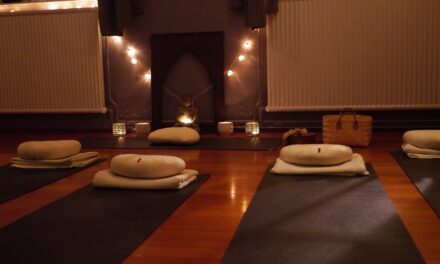 Relaxing with candlelight yoga