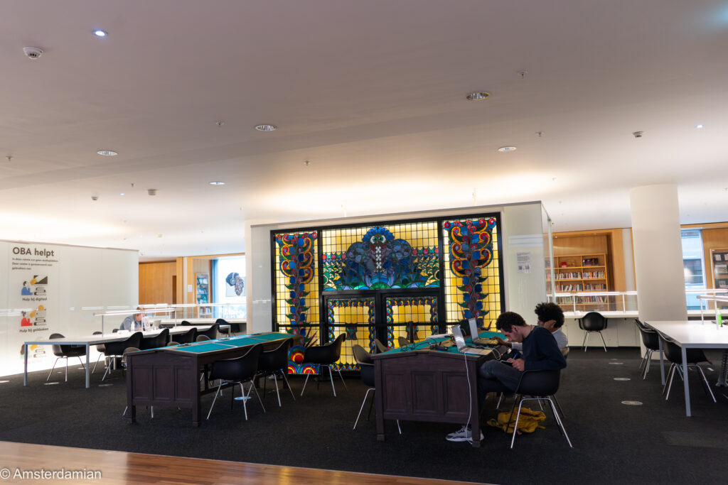 Beautiful decor at OBA Oosterdok in one of the study areas