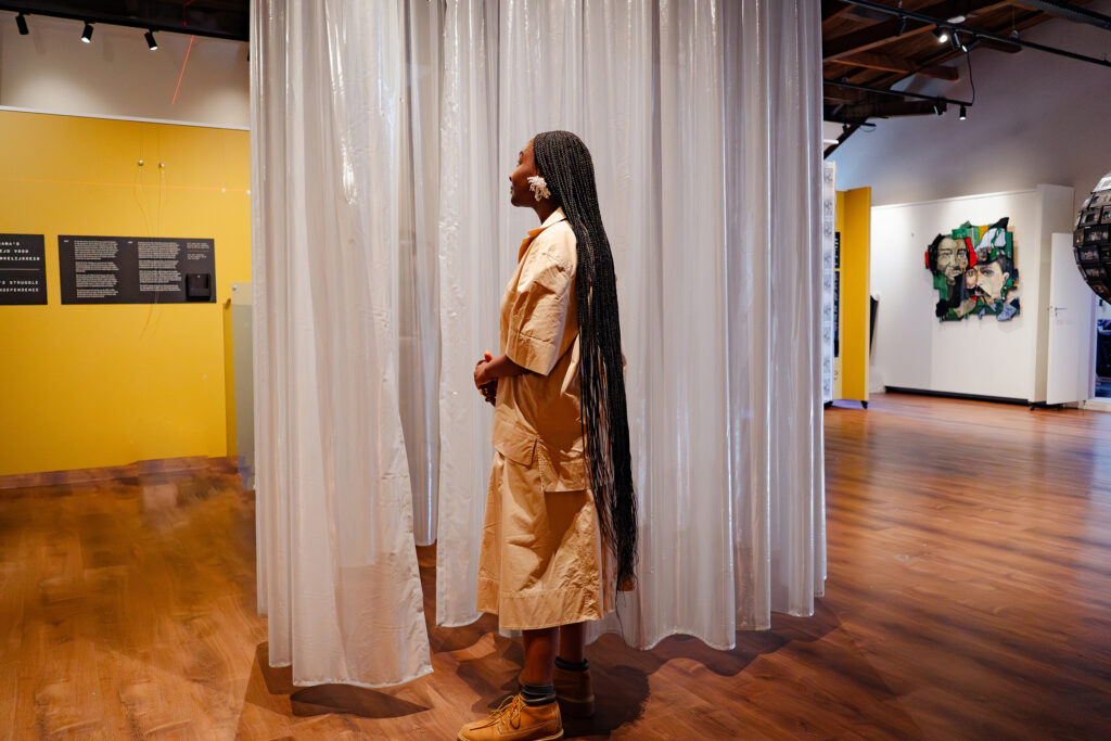 Artist Munganyende. Echoes of Independence exhibition