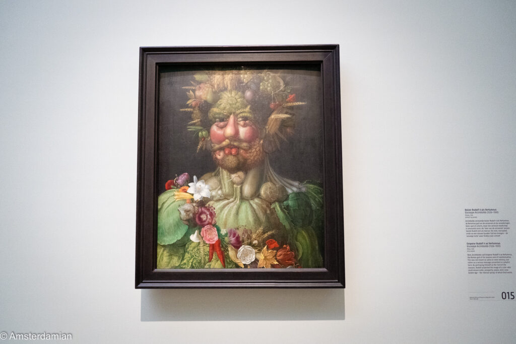 Arcimboldo's portrait of Emperor Rudolf II composed of fruit, vegetables and flowers