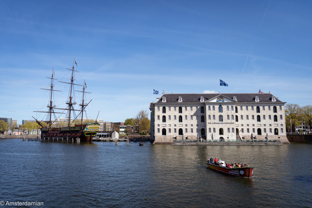 View over the National Maritime Museum Amsterdam and the Amsterdam ship
