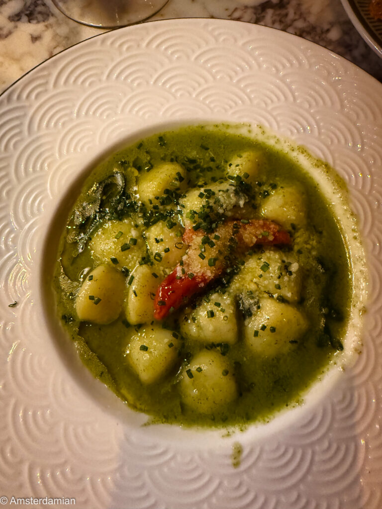 Gnocchi in a green herb sauce at Gio Dio in Hilversum