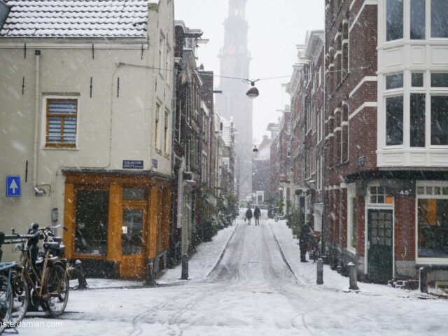 It’s snowing in Amsterdam